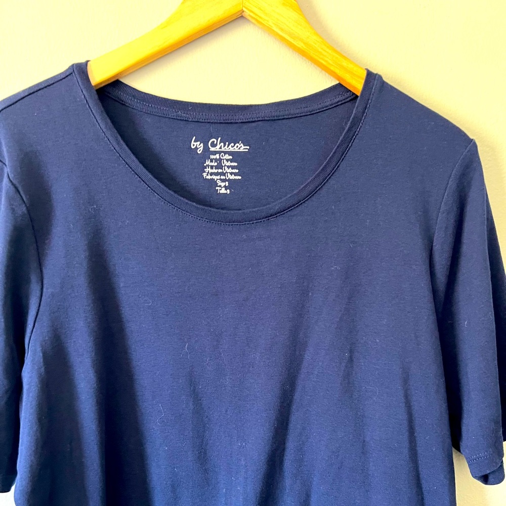 Chico’s All Cotton Navy Short Sleeve Top Size 3 - XL  Like New